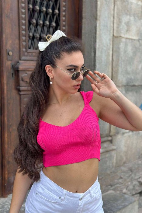 LEAF DETAIL WOMAN TOP FUCHSIA/CIKLAMI - 2