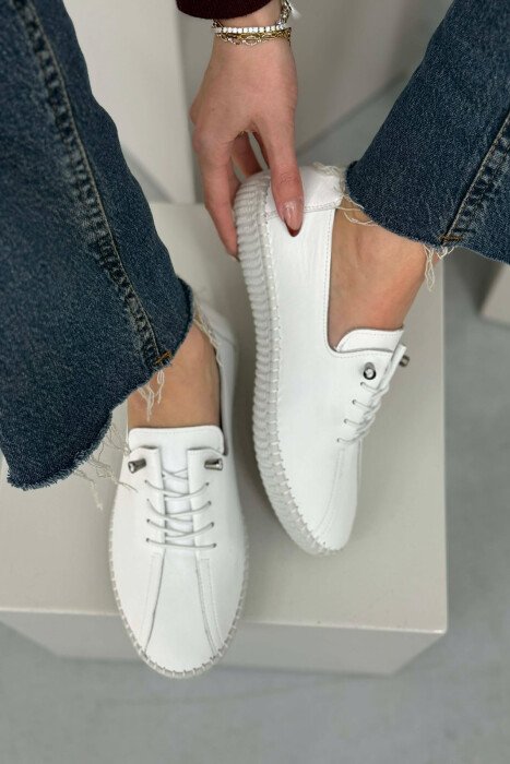 LEATHER COMFORT EVERYDAY WOMEN SNEAKERS WHITE-E BARDHE - 4