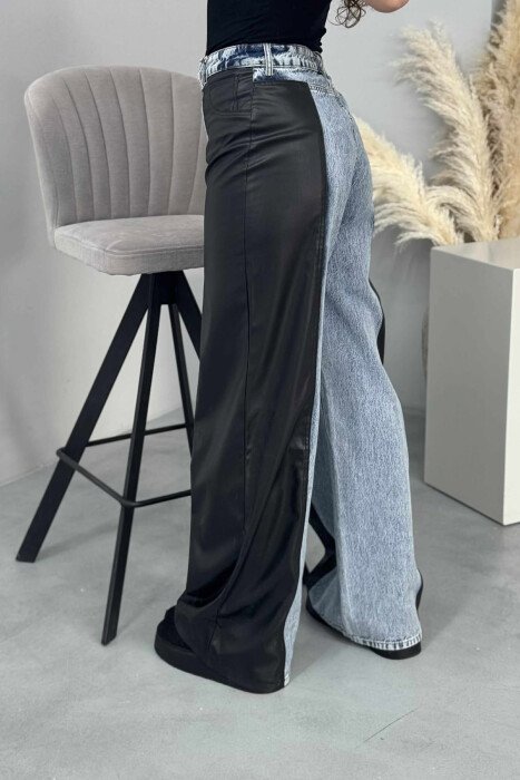 LEATHER DETAIL SIMPLE WOMEN JEANS LIGHTBLUE-BLACK/BZ-ZE - 5
