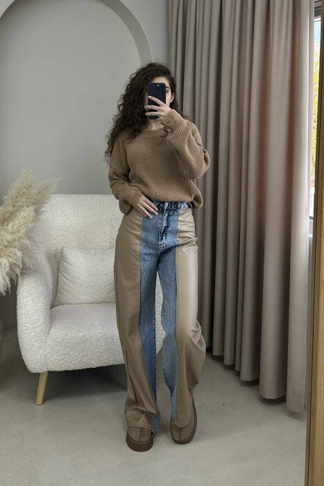 LEATHER DETAIL SIMPLE WOMEN JEANS LIGHTBLUE/BZ - 2