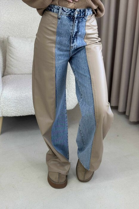 LEATHER DETAIL SIMPLE WOMEN JEANS LIGHTBLUE/BZ - 1