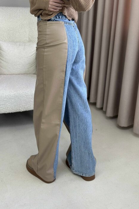 LEATHER DETAIL SIMPLE WOMEN JEANS LIGHTBLUE/BZ - 3