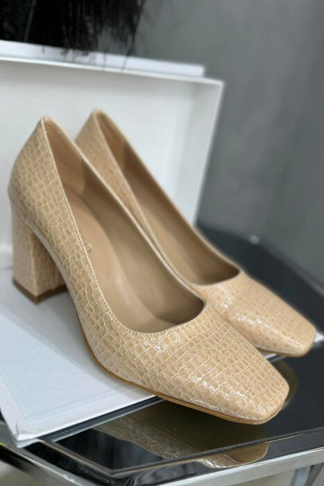 LEATHER HIGHH HEELS WOMAN BEIGE/BEZHE - KLAUDIO FASHION