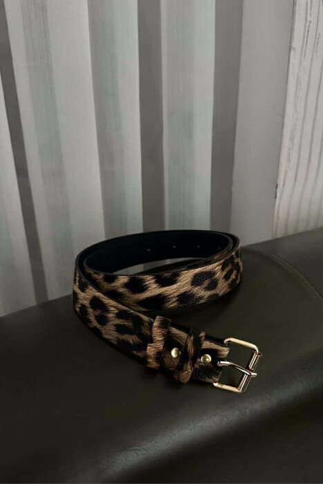 LEATHER LEO DESIGN WOMEN BELT LEO/LEOPARD - 1