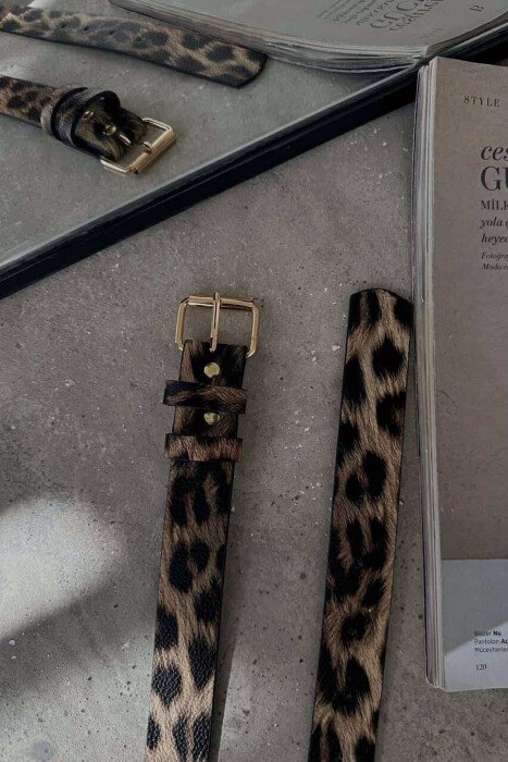 LEATHER LEO DESIGN WOMEN BELT LEO/LEOPARD - 2