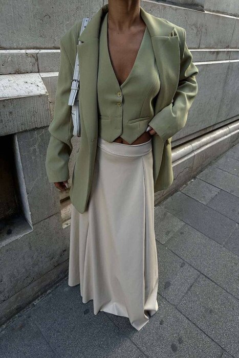 LEATHER LONG SKIRT BEIGE/BEZHE 