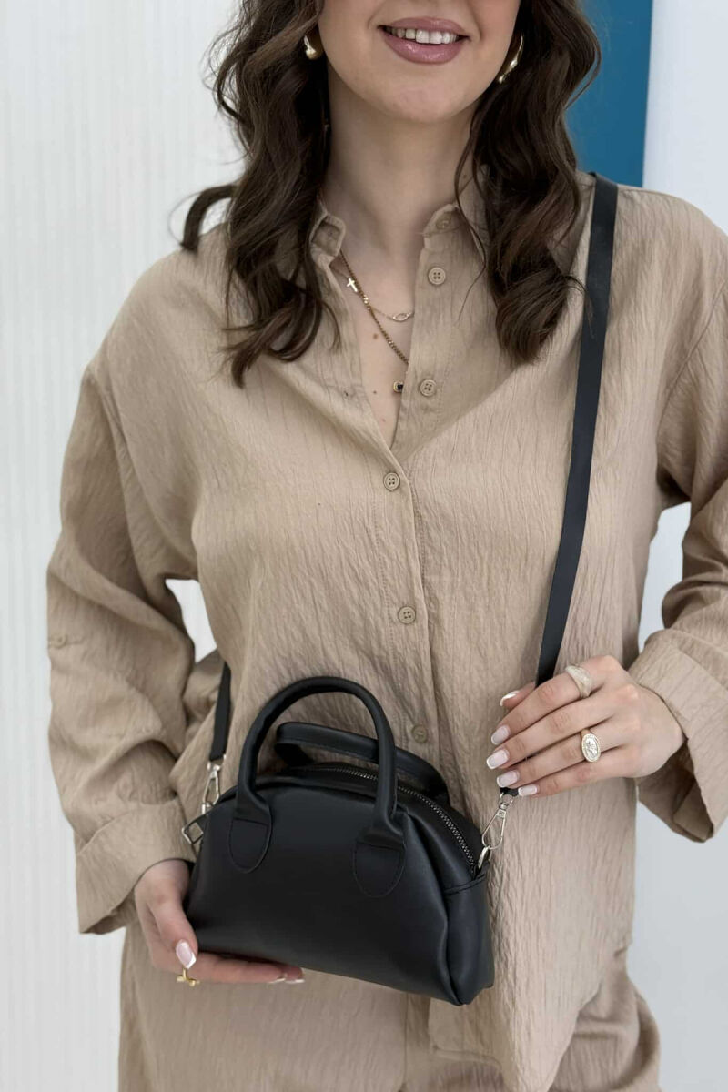 LEATHER ONE COLOR SMALL WOMEN BAG BLACK/ E ZEZE - 4
