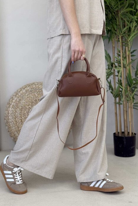 LEATHER ONE COLOR SMALL WOMEN BAG BROWN/KAFE - 2