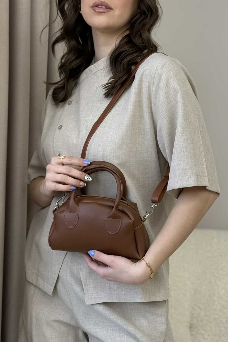LEATHER ONE COLOR SMALL WOMEN BAG BROWN/KAFE - 3