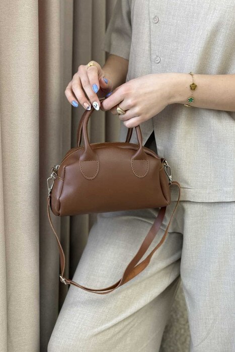 LEATHER ONE COLOR SMALL WOMEN BAG BROWN/KAFE - 5