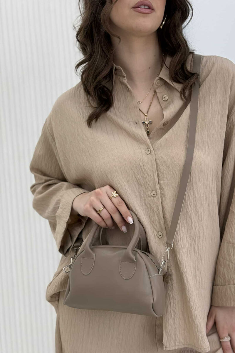 LEATHER ONE COLOR SMALL WOMEN BAG DARK BEIGE/BEZHE ERRET - 2