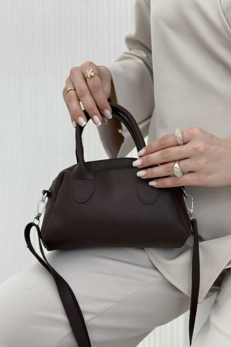 LEATHER ONE COLOR SMALL WOMEN BAG DARK BROWN/KAE - 1