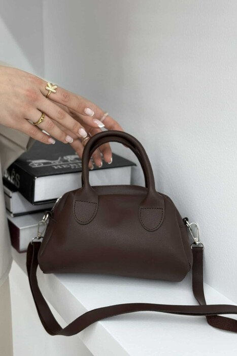 LEATHER ONE COLOR SMALL WOMEN BAG DARK BROWN/KAE - 2