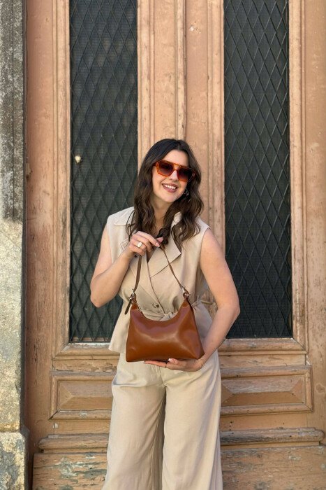 LEATHER ONE COLOR WOMAN BAG BROWN/KAFE - 5