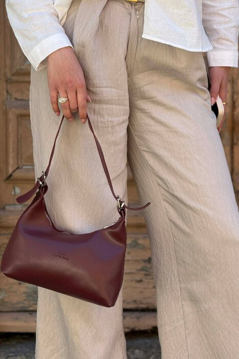 LEATHER ONE COLOR WOMAN BAG BURGUNDY/VISHNJE - 2