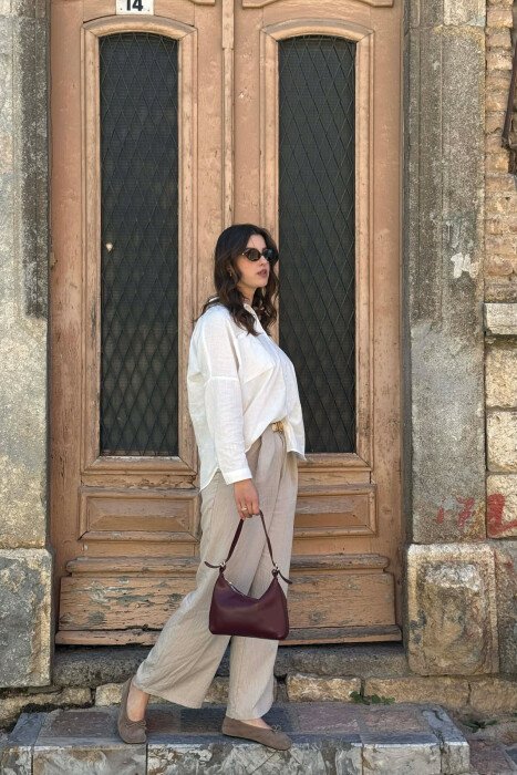 LEATHER ONE COLOR WOMAN BAG BURGUNDY/VISHNJE - 3