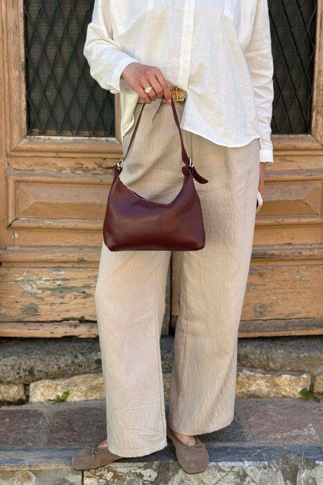 LEATHER ONE COLOR WOMAN BAG BURGUNDY/VISHNJE - 4