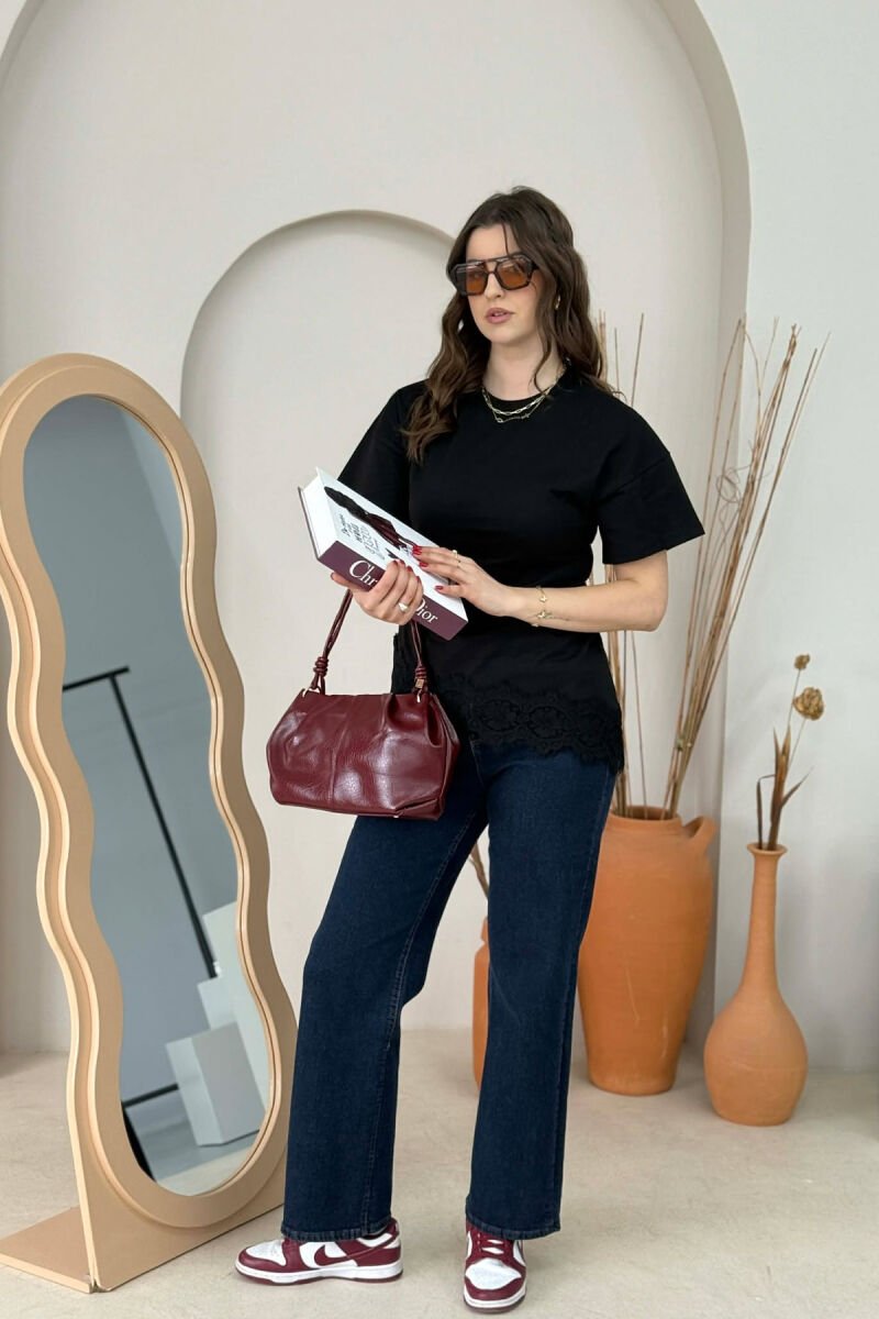 LEATHER ONE COLOR WOMAN BAG BURGUNDY/VISHNJE - 2