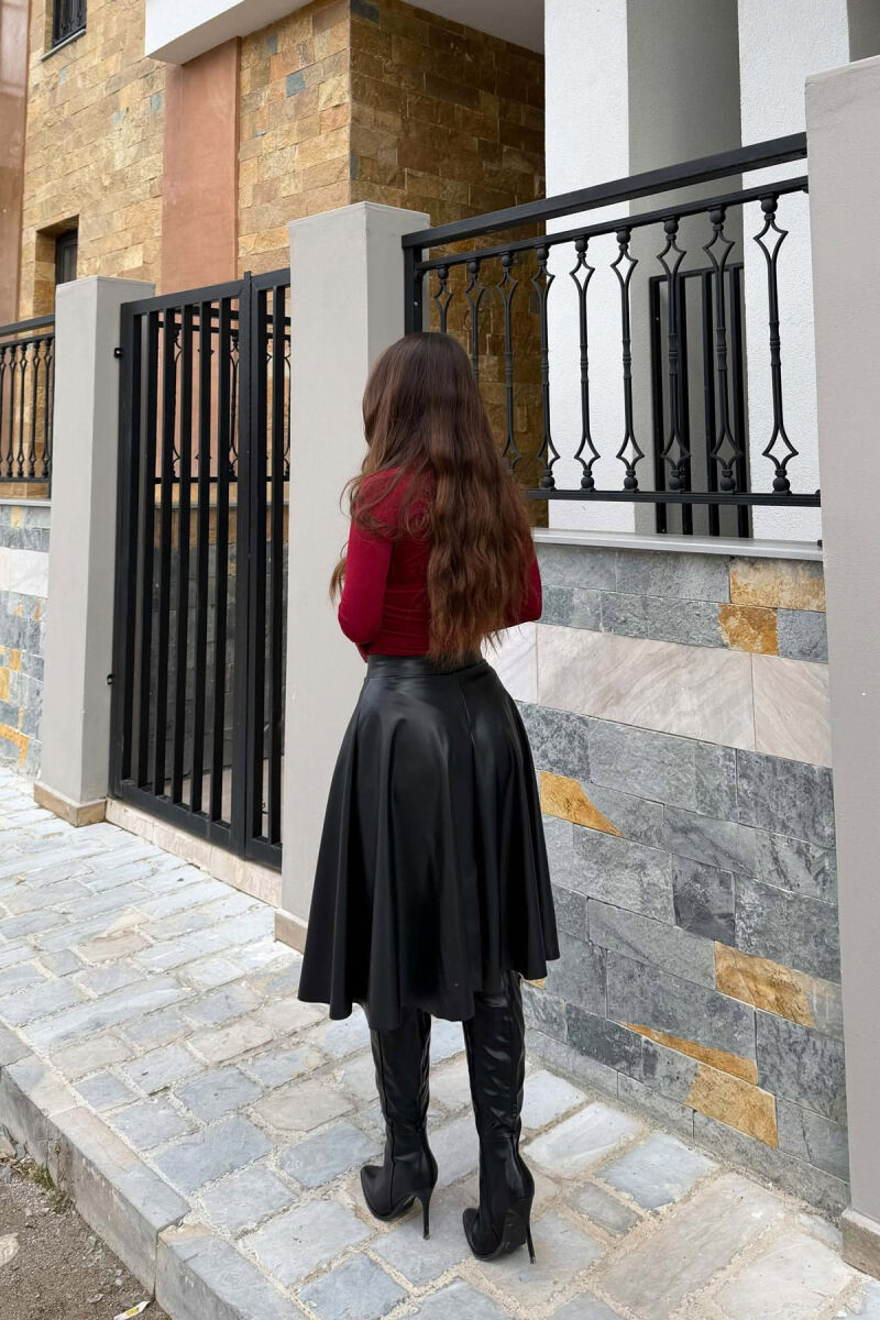 LEATHER ONE COLOR WOMAN SKIRT BLACK/ E ZEZE - 5