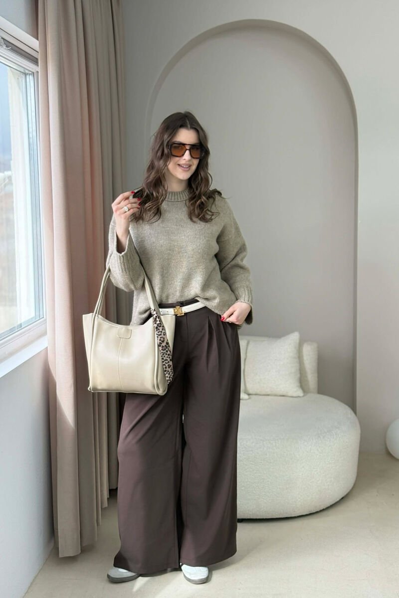 LEATHER SCARF DETAIL WOMEN BAG DARK BEIGE/BEZHE ERRET - 4