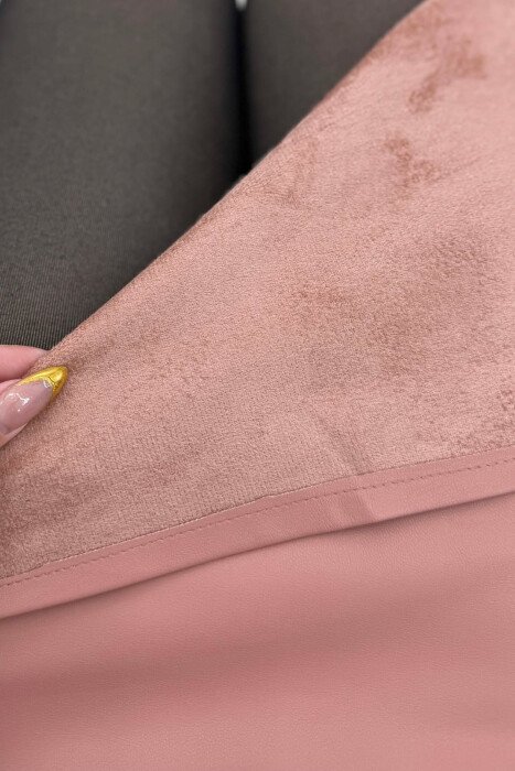 LEATHER SIMPLE LONG WOMEN SKIRT POWDER/PUDER - 5