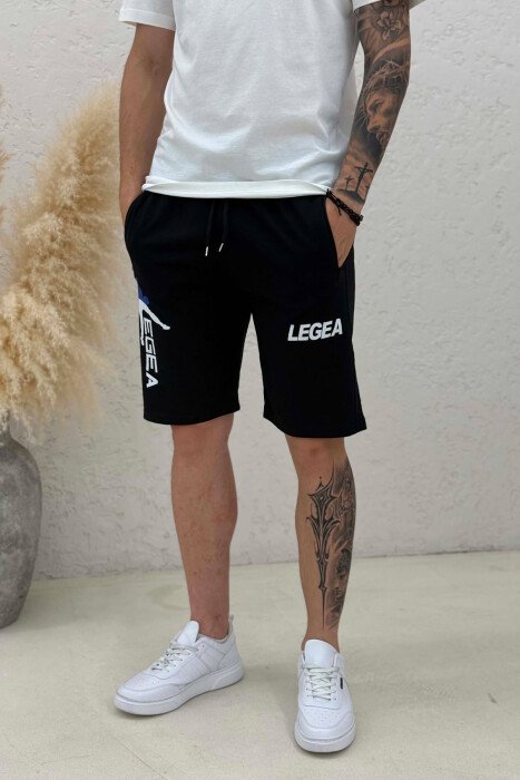 LEGA WRITTING ZIPPER POCKETS MEN SHORT SWEATPANTS BLACK/ E ZEZE - 4