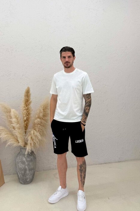 LEGA WRITTING ZIPPER POCKETS MEN SHORT SWEATPANTS BLACK/ E ZEZE 