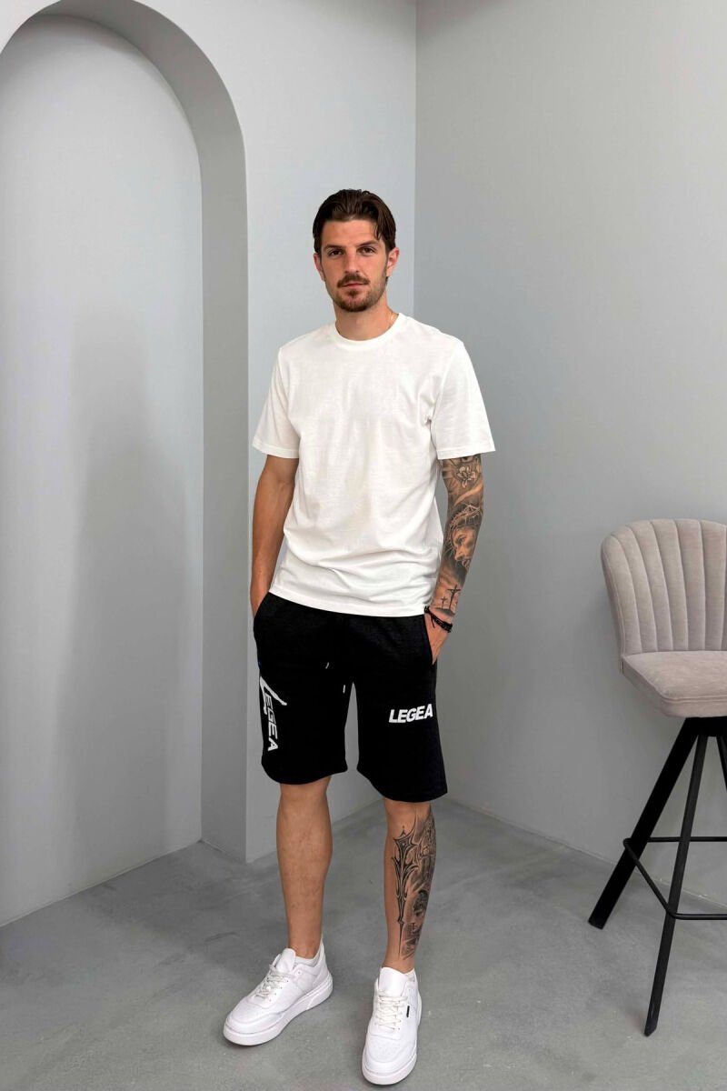 LEGA WRITTING ZIPPER POCKETS MEN SHORT SWEATPANTS DARK GREY/GEE - 1