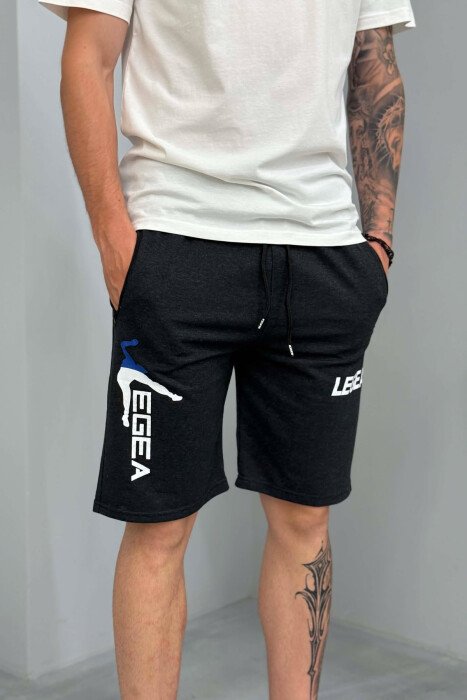 LEGA WRITTING ZIPPER POCKETS MEN SHORT SWEATPANTS DARK GREY/GEE - 2