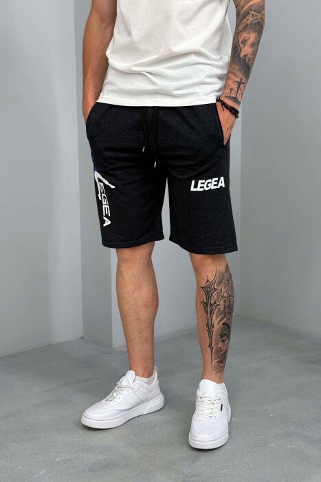 LEGA WRITTING ZIPPER POCKETS MEN SHORT SWEATPANTS DARK GREY/GEE - 4