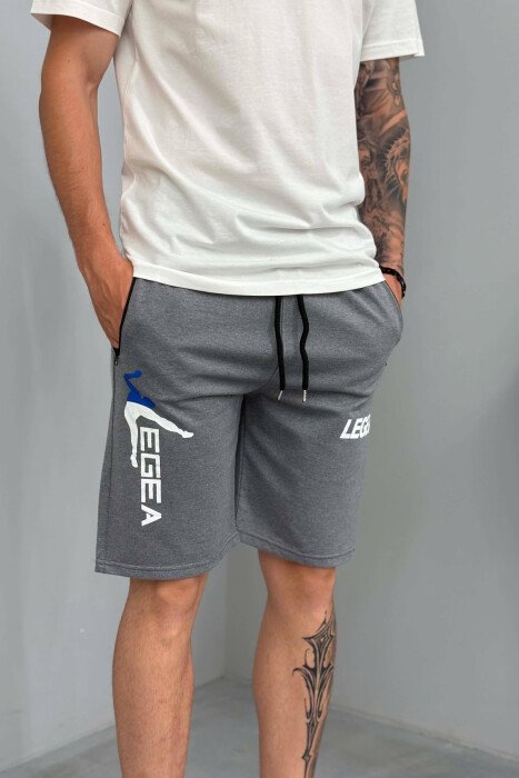 LEGA WRITTING ZIPPER POCKETS MEN SHORT SWEATPANTS GREY/GRI - 2