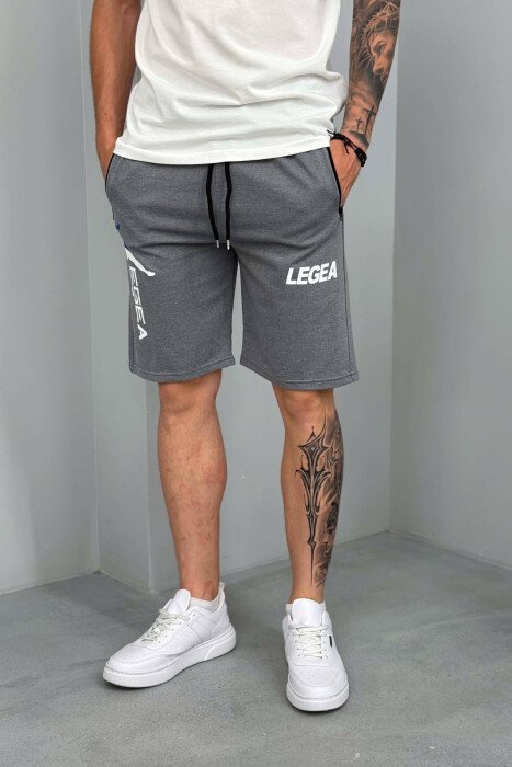 LEGA WRITTING ZIPPER POCKETS MEN SHORT SWEATPANTS GREY/GRI - 5