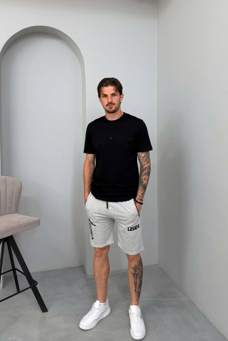 LEGA WRITTING ZIPPER POCKETS MEN SHORT SWEATPANTS LIGHT GREY/GZ - 1