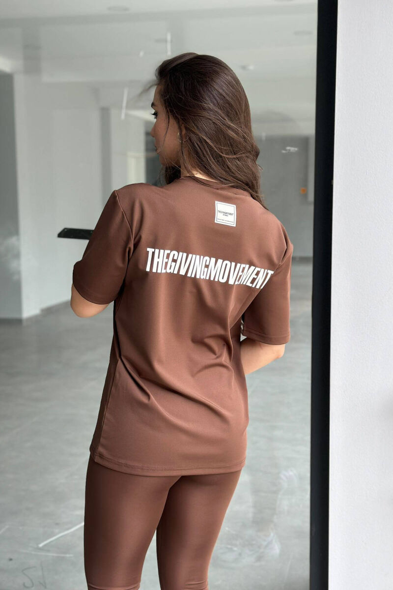 LEGGINGS AND SHIRT TWO PIECES SET BROWN/KAFE - 2