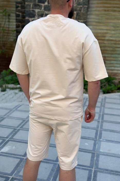 LEISURE ZIPPER ONE COLOR MEN SWEATSUIT SET CREAM/KREM - 3