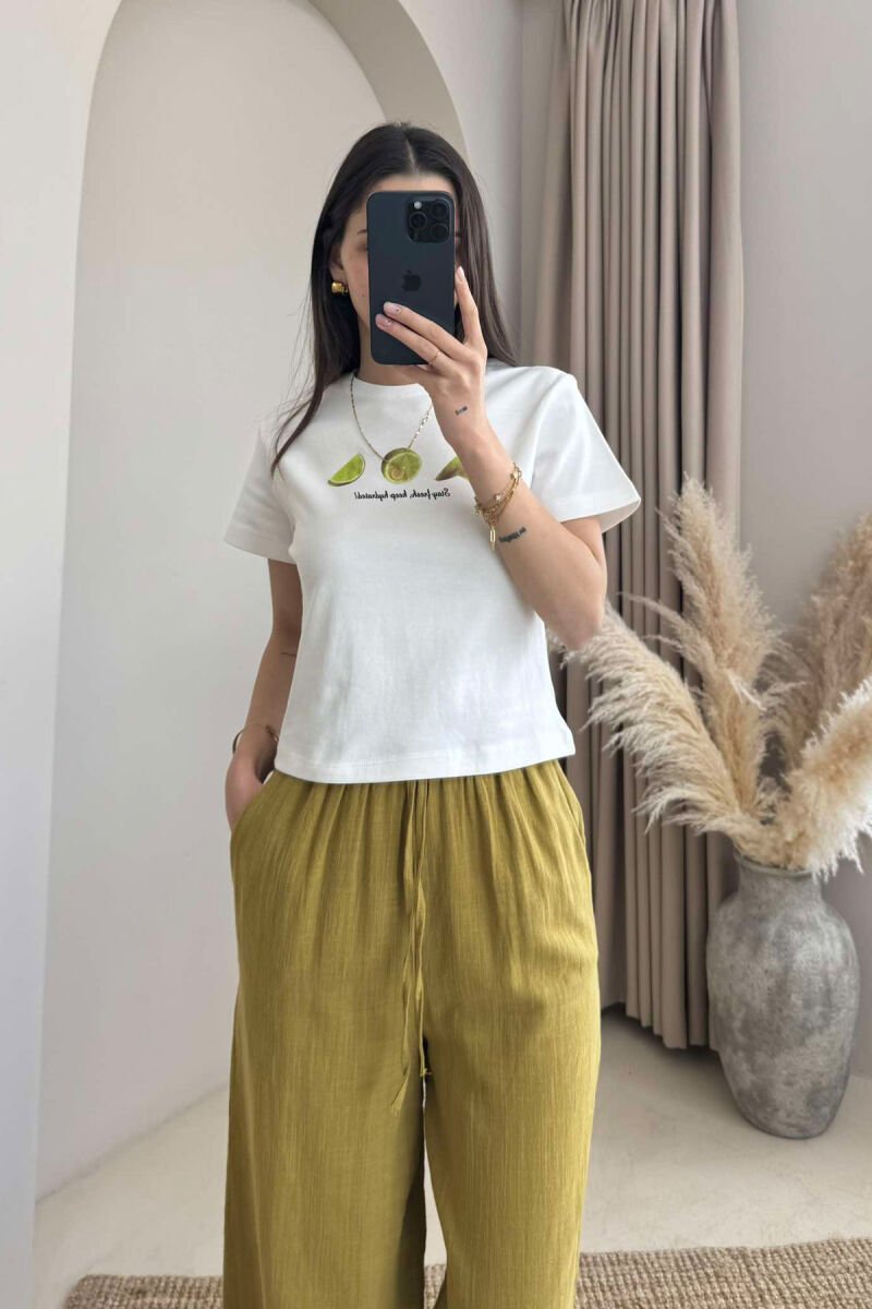 LEMON LOGO WRITTINGS SIMPLE WOMEN T-SHIRT WHITE-E BARDHE - 1