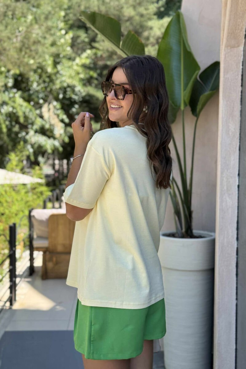 LEMONS FRONT DESIGN ROUND NECK WOMEN T-SHIRT YELLOW/E VERDHE - 5
