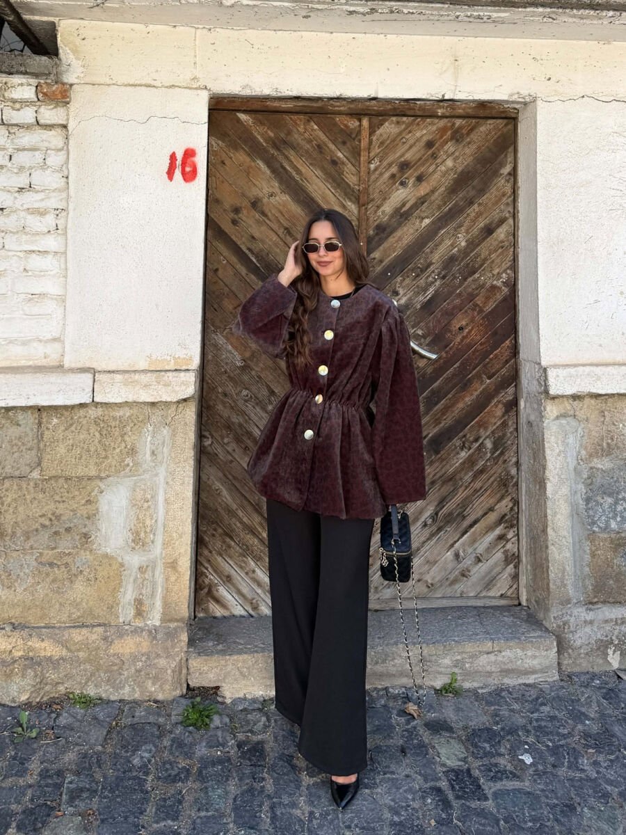 LEO DESIGN GOLD BUTTONS WOMAN JACKET BROWN/KAFE - 1