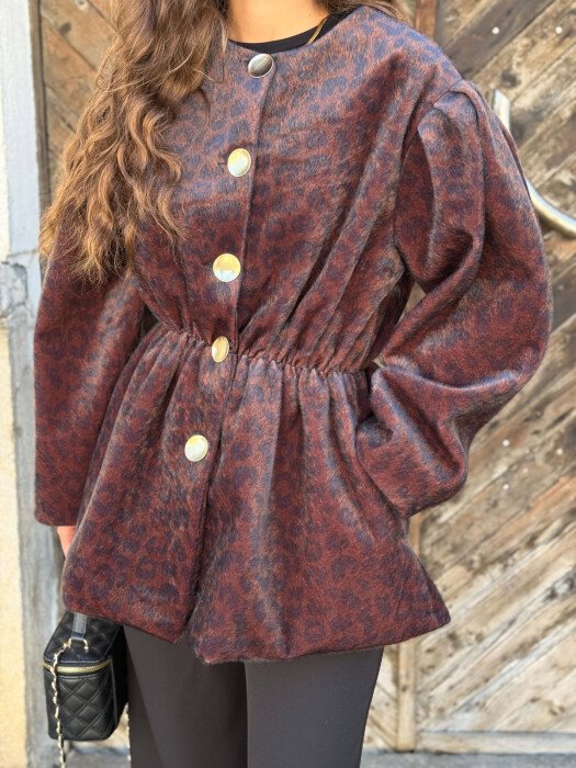 LEO DESIGN GOLD BUTTONS WOMAN JACKET BROWN/KAFE - 2