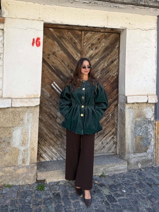 LEO DESIGN GOLD BUTTONS WOMAN JACKET GREEN/JESHILE - 