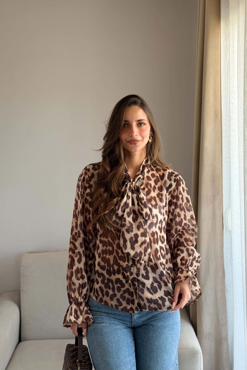 LEO DESIGN LACING DETAIL TULLE WOMAN SHIRT LEO/LEOPARD - 1