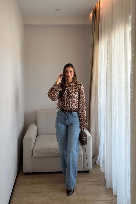LEO DESIGN LACING DETAIL TULLE WOMAN SHIRT LEO/LEOPARD - 2
