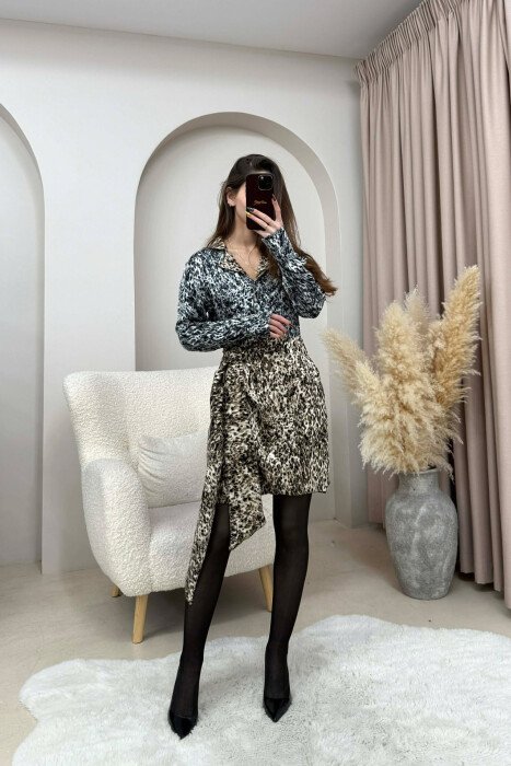 LEO DESIGN LACING DETAIL WOMEN DRESS LEO/LEOPARD - KLAUDIO FASHION