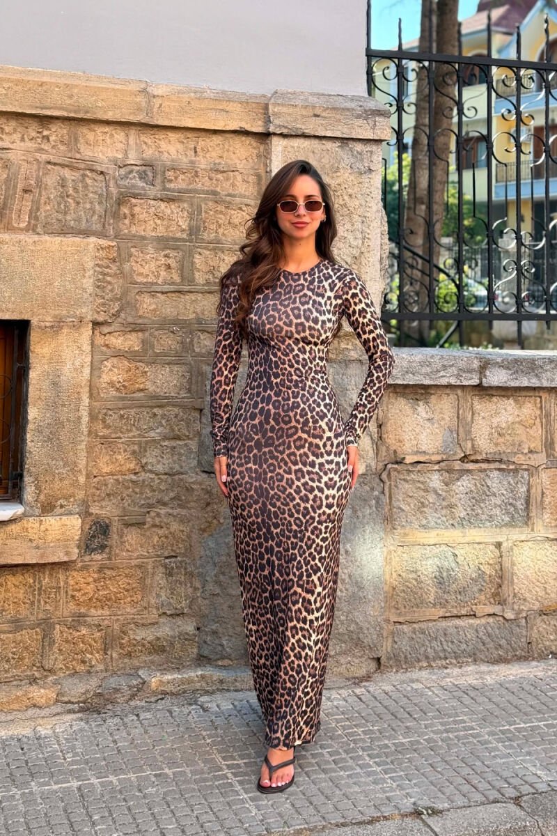 LEO DESIGN LONG SLEEVE WOMAN DRESS LEO/LEOPARD - 1