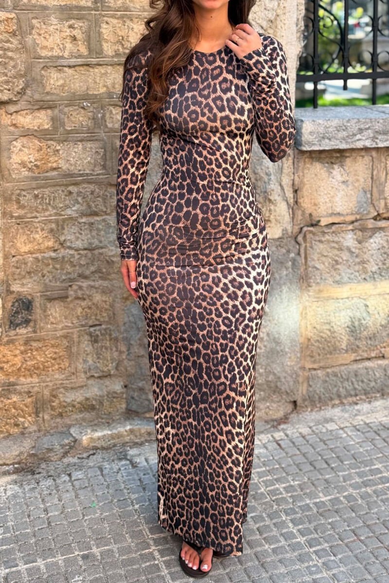 LEO DESIGN LONG SLEEVE WOMAN DRESS LEO/LEOPARD - 3