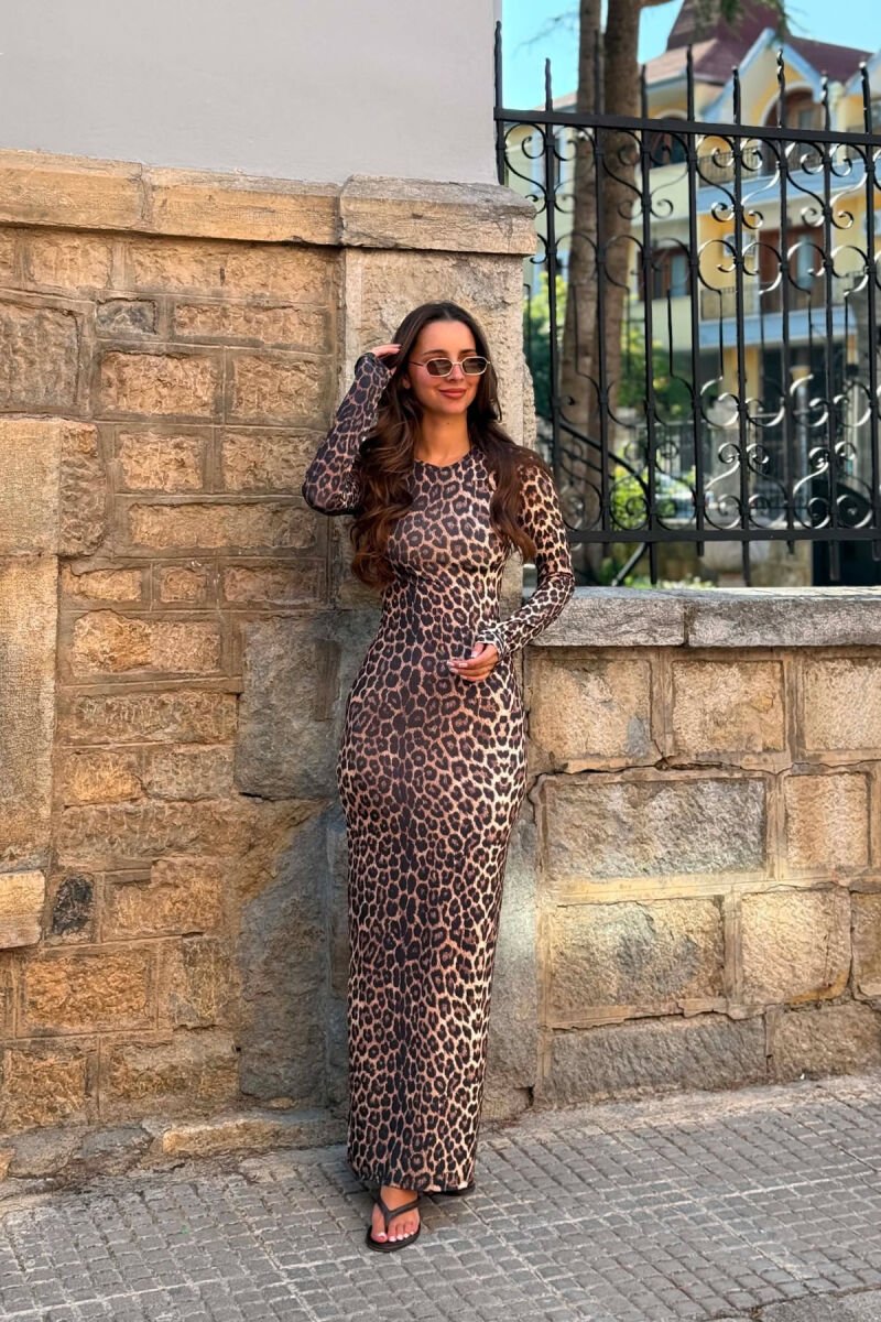 LEO DESIGN LONG SLEEVE WOMAN DRESS LEO/LEOPARD - 4