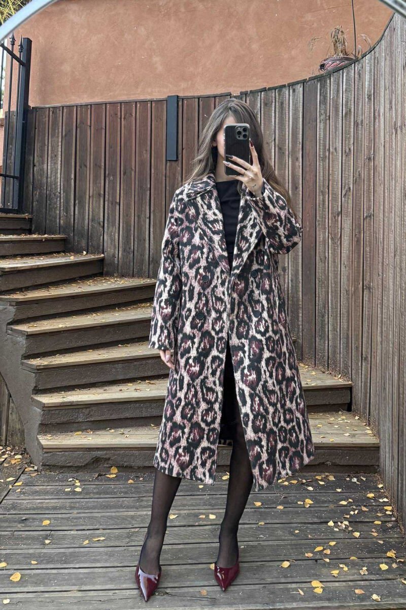 LEO DESIGN LONG WOMEN COAT BURGUNDY/VISHNJE - 1
