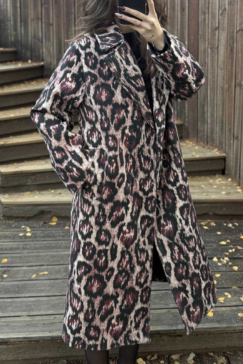 LEO DESIGN LONG WOMEN COAT BURGUNDY/VISHNJE - 4