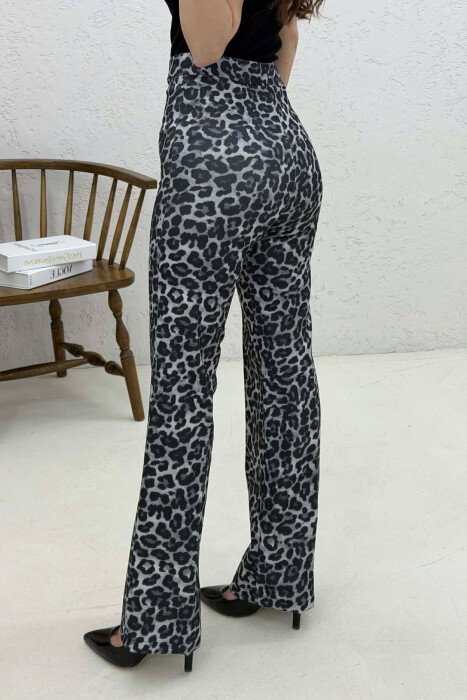 LEO DESIGN SEMI ELASTIC WAIST WOMAN TROUSERS DARK GREY/GEE - 2
