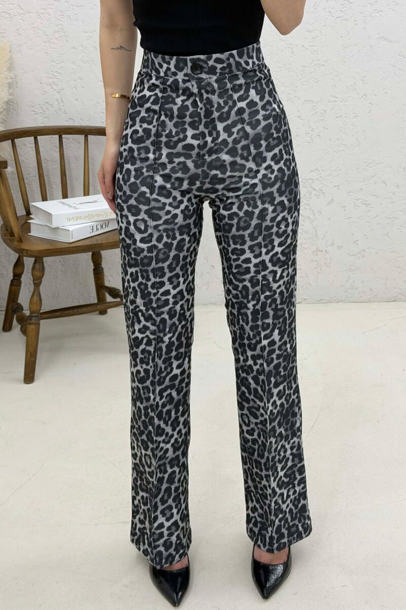 LEO DESIGN SEMI ELASTIC WAIST WOMAN TROUSERS DARK GREY/GEE - 3